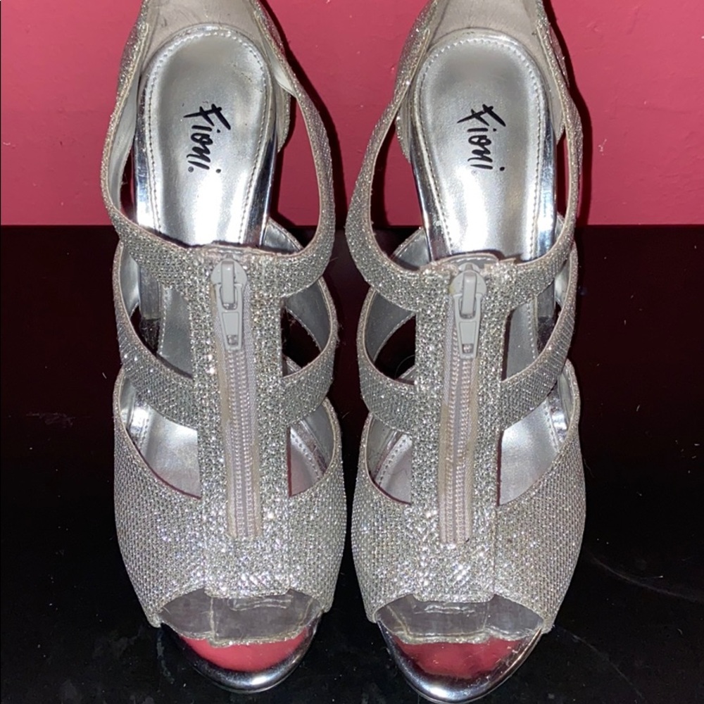 Silver zip up heels
